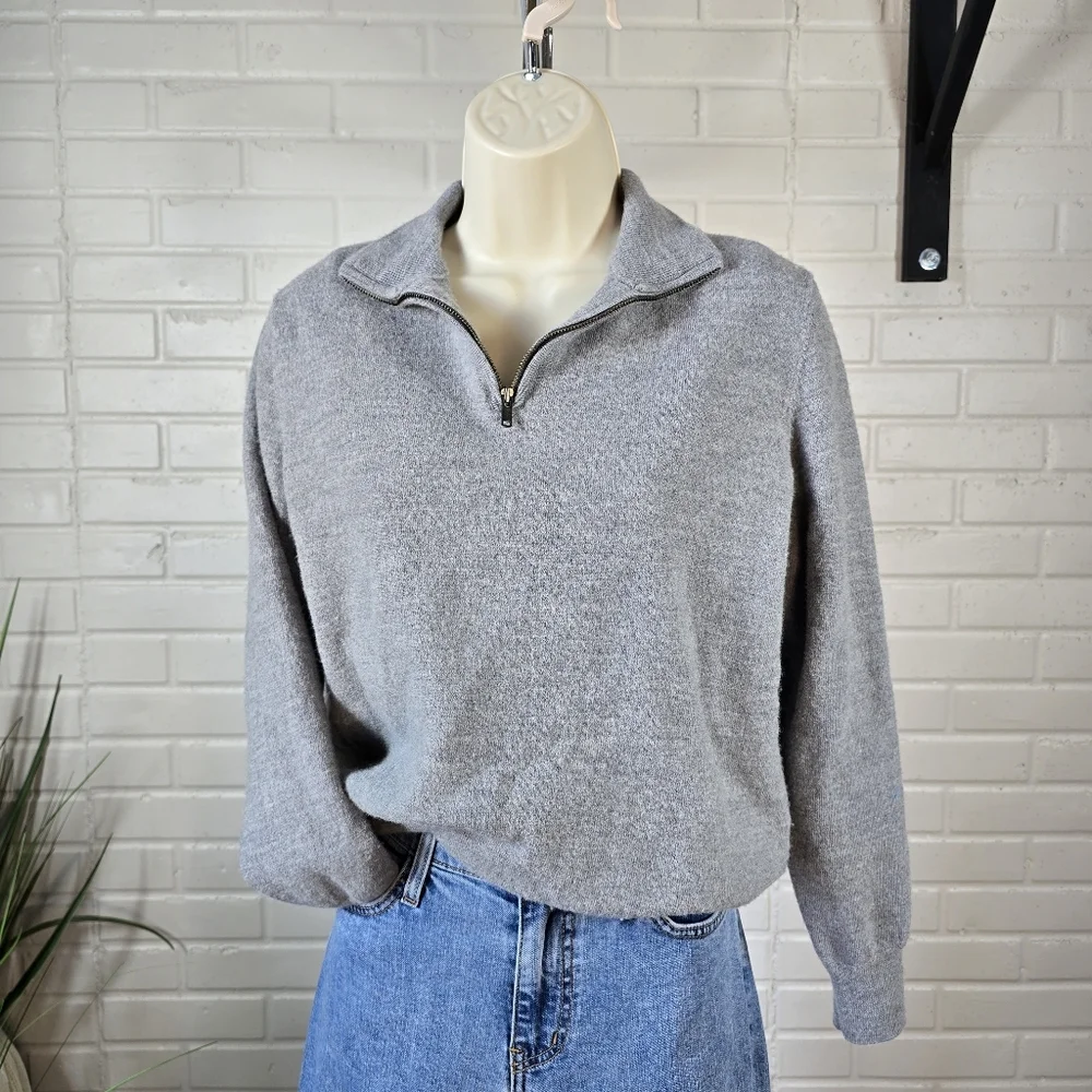 Christian Lacroix Gray Quarter Zip Long Sleeve Sweater Large - Picture 2 of 8